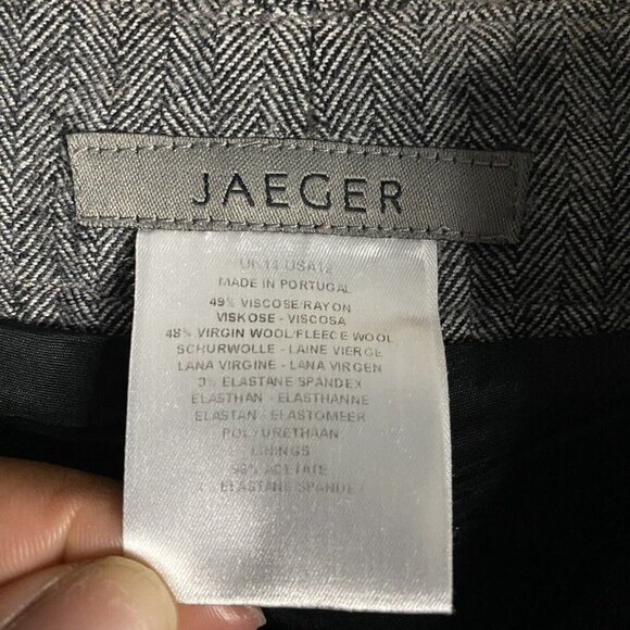 Jaeger Women's Gray Wool Blend High Waisted Straight Leg Pants - Picture 6 of 8